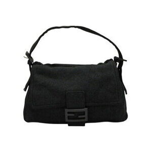 FENDI Mamma Bucket Hobo Shoulder Tote Bag Metallic Gray Black